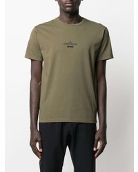 T-shirt à col rond imprimé olive Stone Island