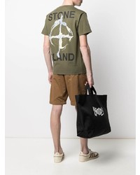 T-shirt à col rond imprimé olive Stone Island