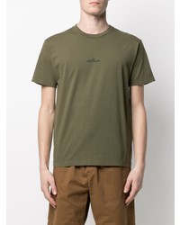 T-shirt à col rond imprimé olive Stone Island