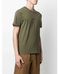 T-shirt à col rond imprimé olive Stone Island