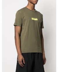 T-shirt à col rond imprimé olive Stone Island