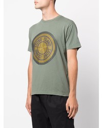 T-shirt à col rond imprimé olive Stone Island