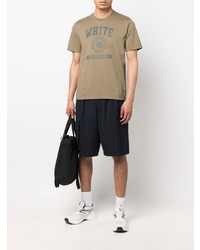 T-shirt à col rond imprimé olive White Mountaineering