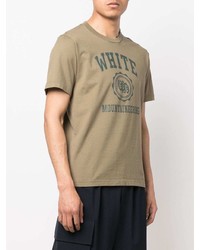 T-shirt à col rond imprimé olive White Mountaineering