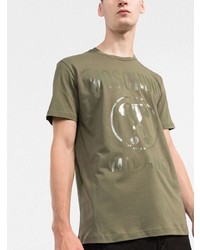 T-shirt à col rond imprimé olive Moschino