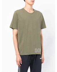 T-shirt à col rond imprimé olive BOSS