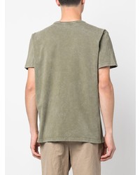 T-shirt à col rond imprimé olive Woolrich