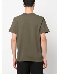 T-shirt à col rond imprimé olive Woolrich