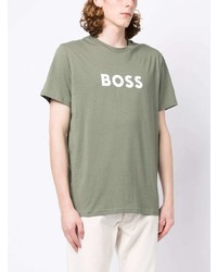 T-shirt à col rond imprimé olive BOSS