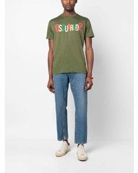 T-shirt à col rond imprimé olive DSQUARED2