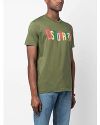 T-shirt à col rond imprimé olive DSQUARED2