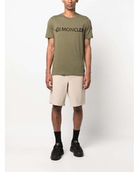 T-shirt à col rond imprimé olive Moncler