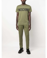 T-shirt à col rond imprimé olive Moschino