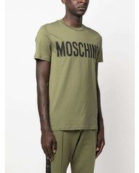 T-shirt à col rond imprimé olive Moschino