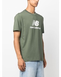 T-shirt à col rond imprimé olive New Balance