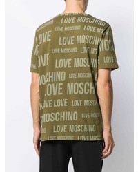 T-shirt à col rond imprimé olive Love Moschino