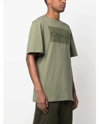 T-shirt à col rond imprimé olive Roberto Cavalli