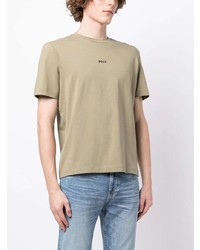 T-shirt à col rond imprimé olive BOSS