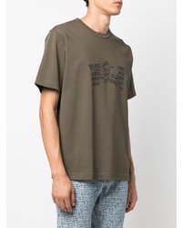 T-shirt à col rond imprimé olive Helmut Lang