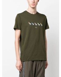 T-shirt à col rond imprimé olive PS Paul Smith