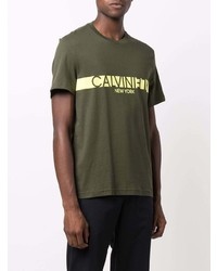 T-shirt à col rond imprimé olive Calvin Klein