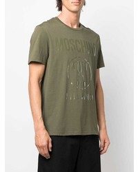 T-shirt à col rond imprimé olive Moschino