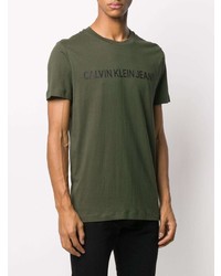 T-shirt à col rond imprimé olive Calvin Klein Jeans