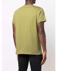 T-shirt à col rond imprimé olive Balmain