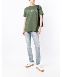 T-shirt à col rond imprimé olive BOSS