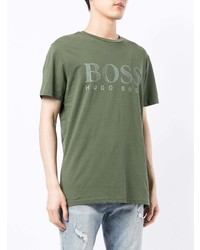 T-shirt à col rond imprimé olive BOSS