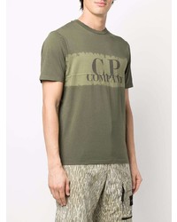 T-shirt à col rond imprimé olive C.P. Company