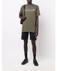 T-shirt à col rond imprimé olive Moncler