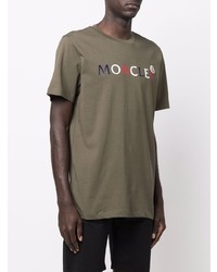 T-shirt à col rond imprimé olive Moncler