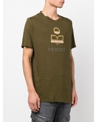 T-shirt à col rond imprimé olive Isabel Marant