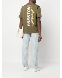 T-shirt à col rond imprimé olive Heron Preston