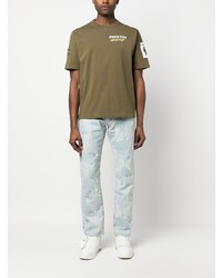 T-shirt à col rond imprimé olive Heron Preston