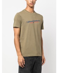 T-shirt à col rond imprimé olive Diesel