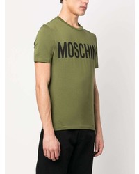 T-shirt à col rond imprimé olive Moschino