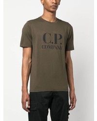 T-shirt à col rond imprimé olive C.P. Company