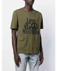 T-shirt à col rond imprimé olive Love Moschino