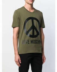 T-shirt à col rond imprimé olive Love Moschino