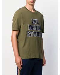 T-shirt à col rond imprimé olive Love Moschino