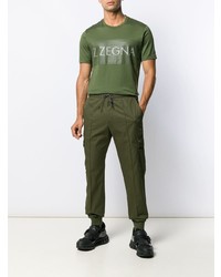 T-shirt à col rond imprimé olive Z Zegna