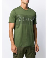 T-shirt à col rond imprimé olive Z Zegna