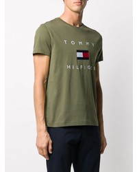 T-shirt à col rond imprimé olive Tommy Hilfiger