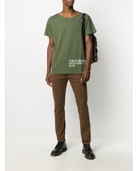 T-shirt à col rond imprimé olive Greg Lauren X Paul & Shark