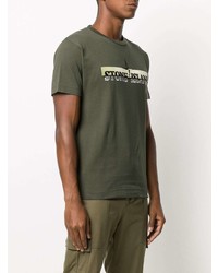 T-shirt à col rond imprimé olive Stone Island