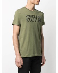 T-shirt à col rond imprimé olive VERSACE JEANS COUTURE