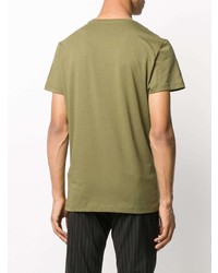 T-shirt à col rond imprimé olive Balmain