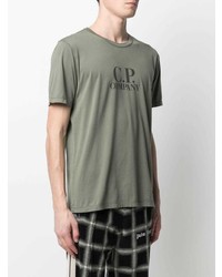 T-shirt à col rond imprimé olive C.P. Company